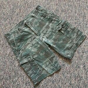Roebuck & Co Mens Camo Cargo Shorts Green Camouflage Size 34 Stretch Utility